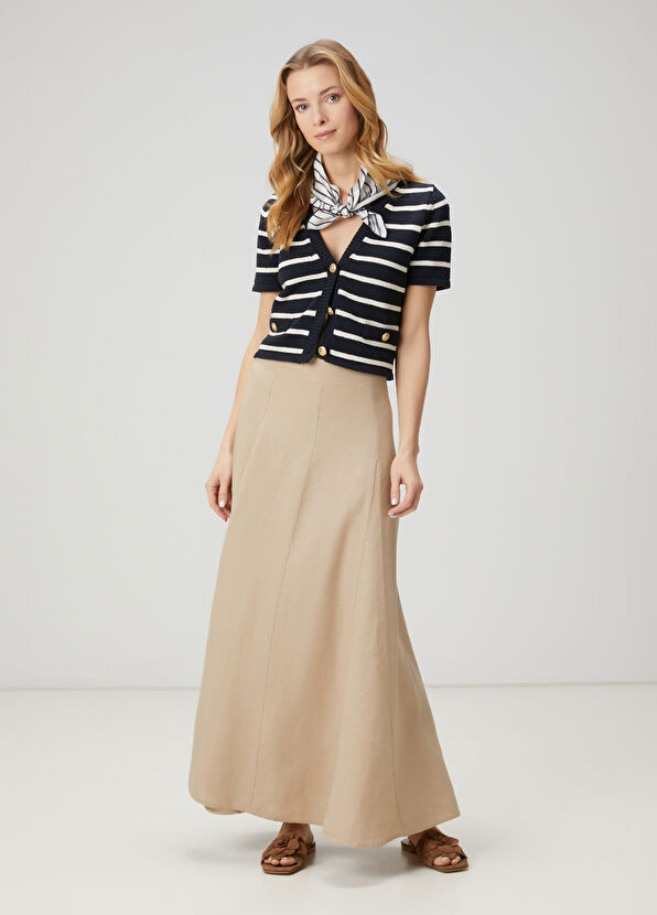 Beymen Club Beige Maxi Linen Skirt - 1